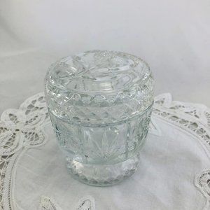 Vintage Avon Fostoria Clear Depression Glass Lidded Pedestal Candy Dish Flower D